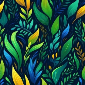 Colorful Leaves and Plants Seamless Pattern