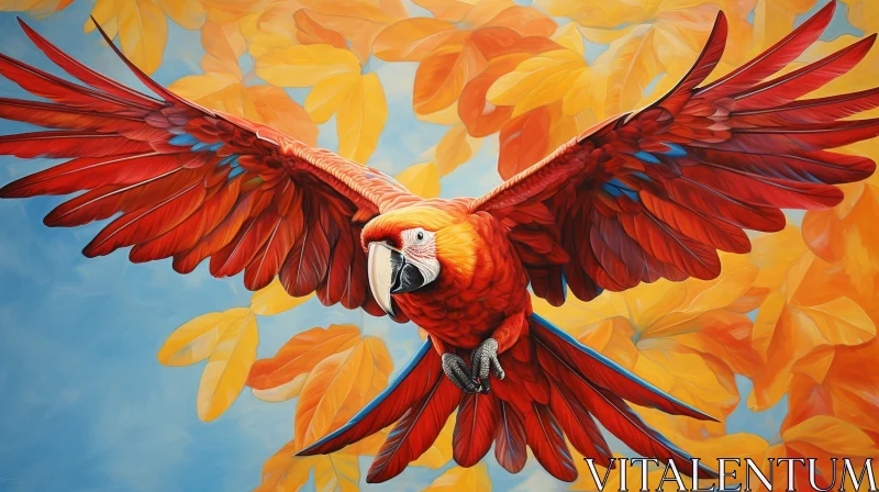 AI ART Colorful Parrot Painting with Spread Wings