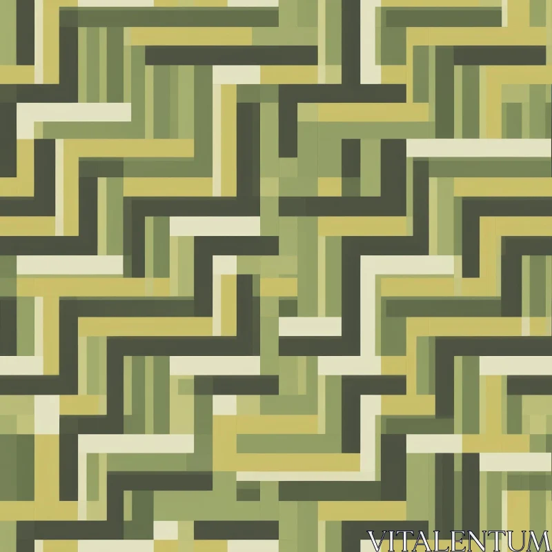 Geometric Camouflage Pattern in Olive Green and Black AI Image