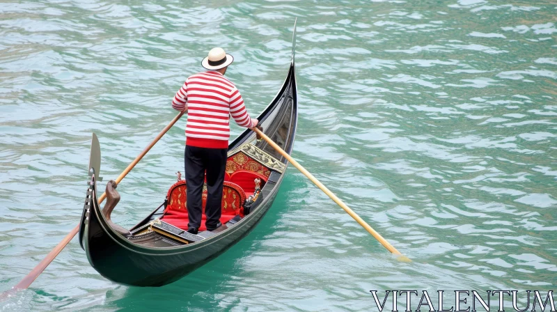 Gondolier in Venice: A Serene Journey through the Canals AI Image