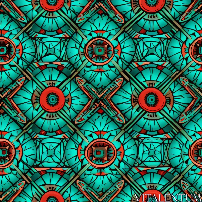 AI ART Moroccan-Inspired Teal and Brown Quatrefoil Pattern