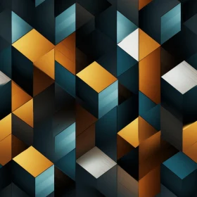 Seamless Geometric Cubes Pattern in Blue, Green, Yellow