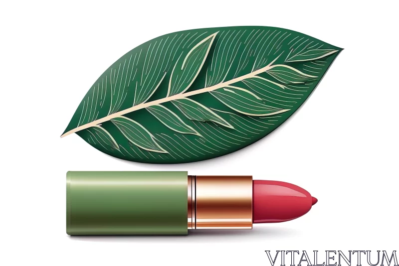 AI ART Stunning Lipstick and Green Leaf Illustration | Functional Aesthetics
