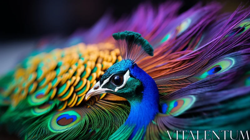 Beautiful Peacock Feathers Close-up AI Image