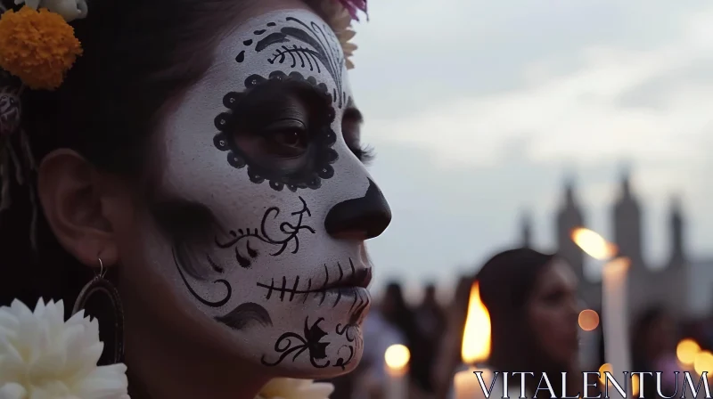 Captivating Day of the Dead-inspired Artwork AI Image