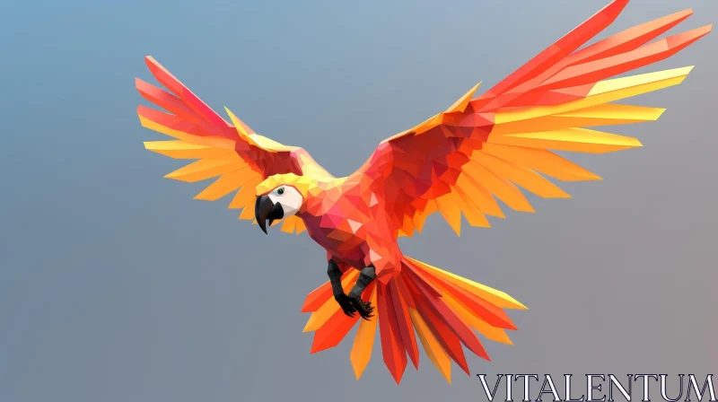 Colorful Low Poly Parrot in Flight AI Image