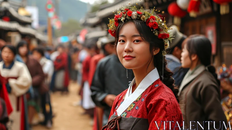 Enchanting Korean Woman in Traditional Hanbok | Captivating Village Setting AI Image
