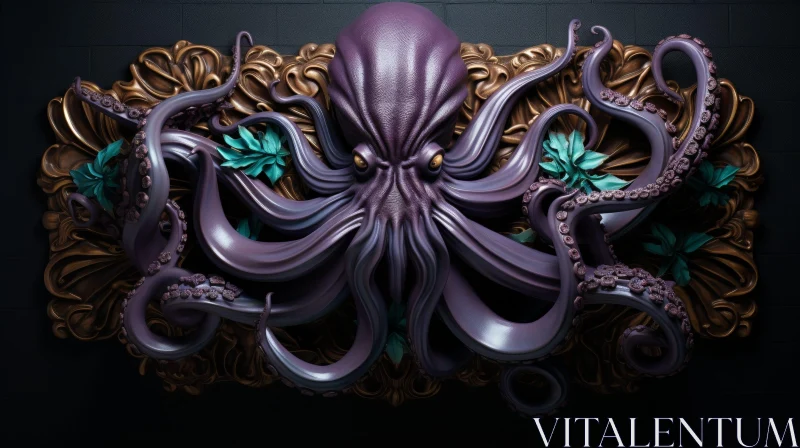 AI ART Enchanting Purple Octopus 3D Rendering