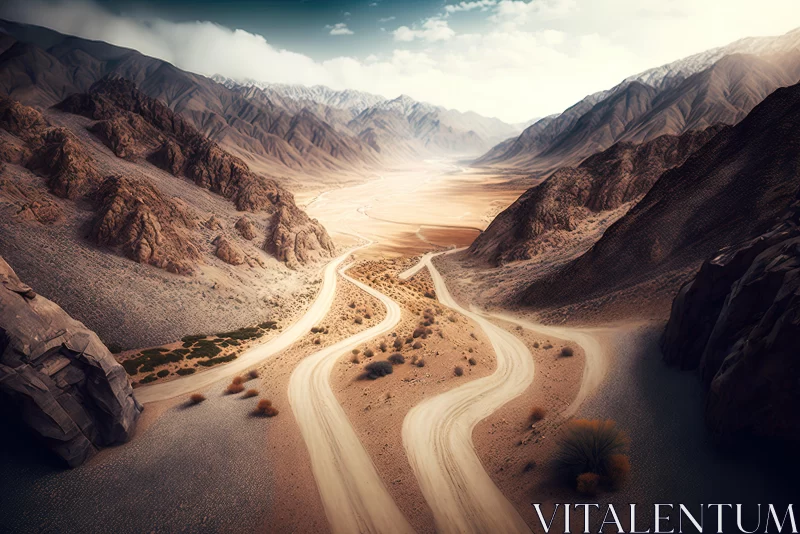 Enchanting Road in the Desert: Captivating Nature Photography AI Image