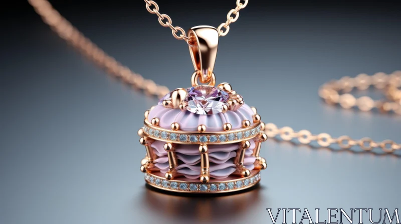 Exquisite Gold Chain Cake Pendant - Luxury Jewelry Design AI Image
