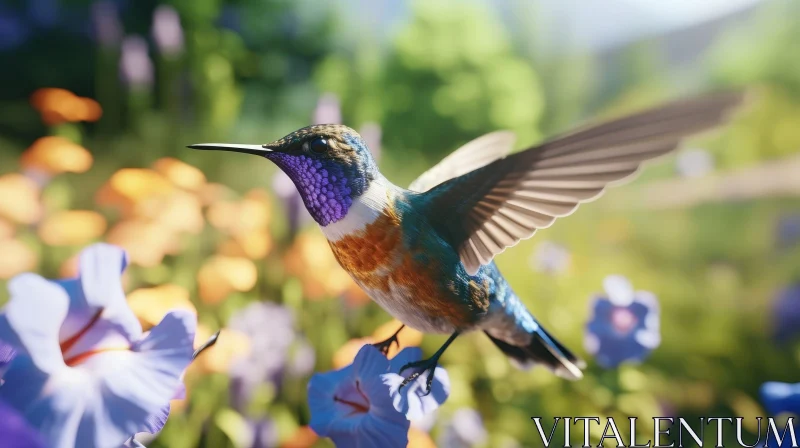 Graceful Hummingbird in Flight: A Captivating Nature Moment AI Image