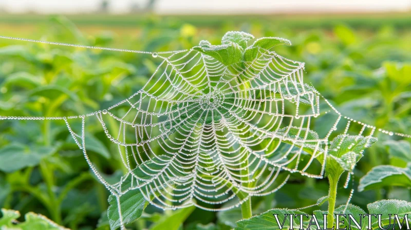 Morning Dew Spider Web in Nature AI Image