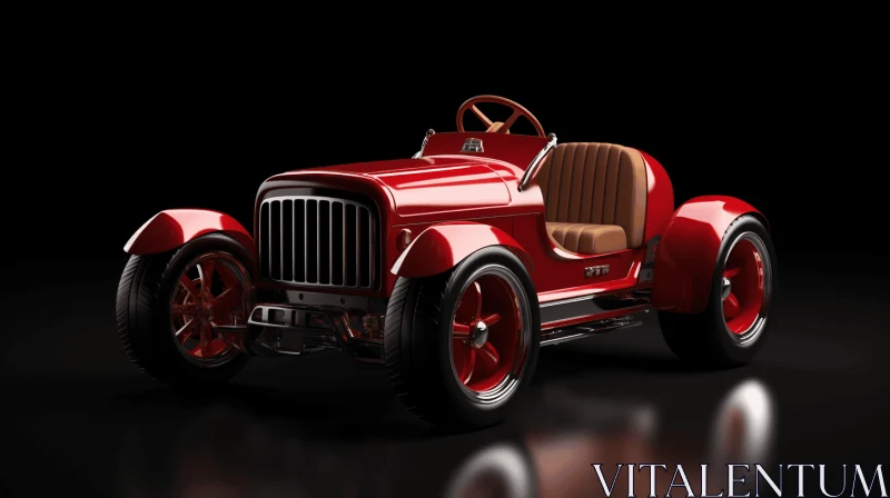 Vintage Red Racing Car Artwork with Childlike Charm AI Image