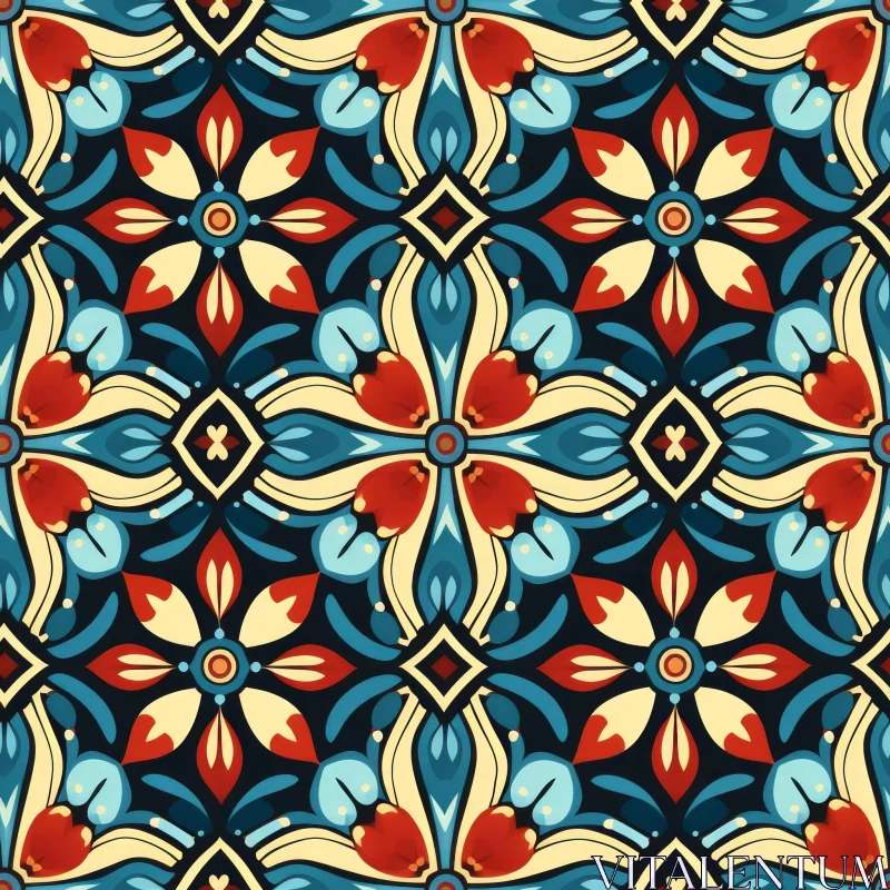 Colorful Moroccan Tiles Seamless Pattern AI Image