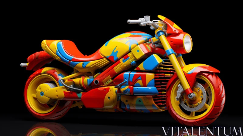 Colorful Painted Motorcyclist: A Vibrant Sculptural Masterpiece AI Image