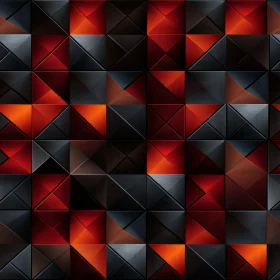 Dark Geometric Seamless Pattern with Red and Orange Squares