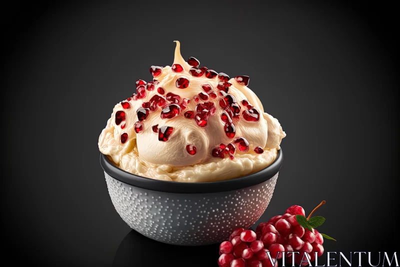 Delicious Ice Cream with Pomegranate Toppings | Sabattier Filter AI Image