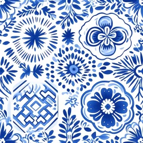 Elegant Delft Blue Tiles Pattern