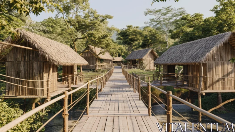 Enchanting 3D Rendering of Walkway in Tropical Forest AI Image