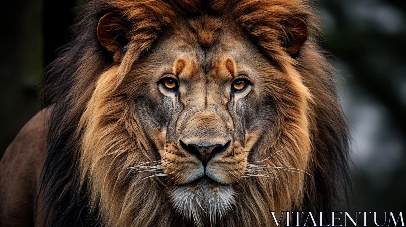 Intense Lion Portrait - Majestic Wildlife Photography AI Image