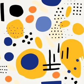 Modern Abstract Shapes Pattern in Blue, Yellow, and Orange