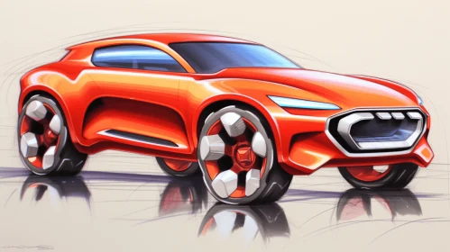 Orange SUV Sketch | Avant-Garde Design | Magali Villeneuve