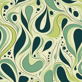 Retro 70s Organic Shapes Pattern in Green and Cream