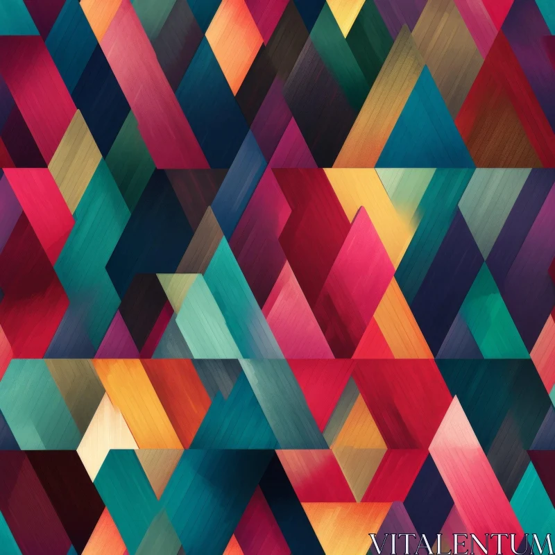 Retro Geometric Triangle Pattern in Red, Blue, Green, and Yellow AI Image