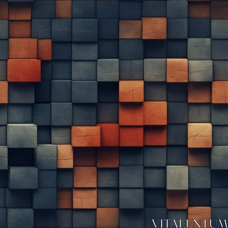 AI ART Rustic Wooden Cube Wall - 3D Rendering