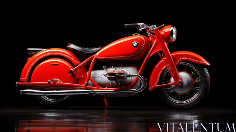 Shiny Red Vintage Motorcycle: Timeless Elegance and Machine Age Aesthetics AI Image