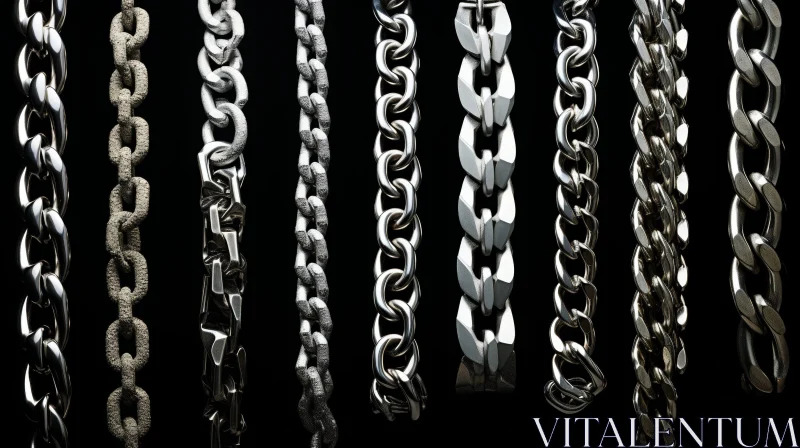 Silver Chains Artwork Displayed Against Dark Background AI Image