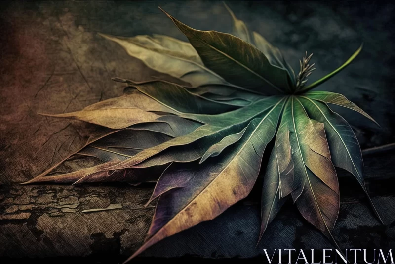 Ancient Leaf: Surrealism in Nature with Muted Tones and Prickly Edges AI Image