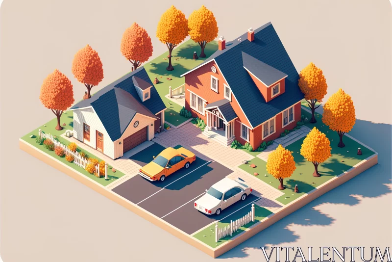 Captivating House Model and Car in Isometric View | Realistic Landscapes AI Image