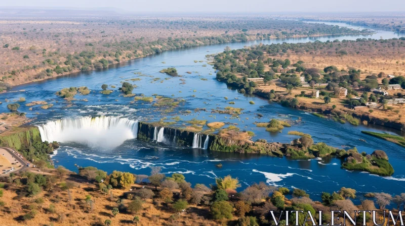 AI ART Victoria Falls Aerial View - Spectacular Natural Wonder