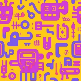 Whimsical Robot and Gadget Pattern for Websites and Apps