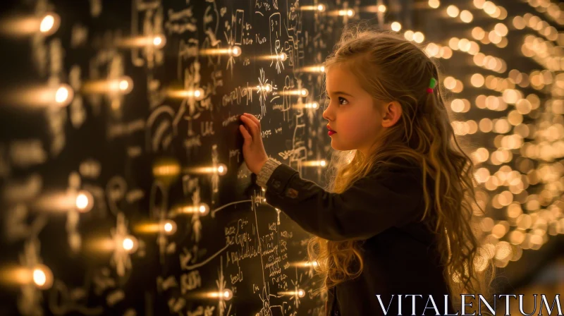 Captivating Image of a Girl in front of Illuminated Light Bulbs AI Image