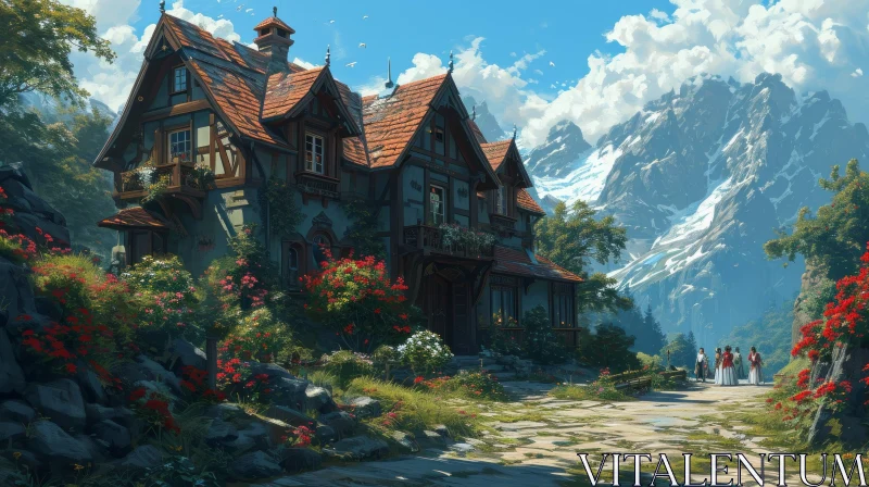 Captivating Mountain Village Landscape - Serene and Tranquil AI Image