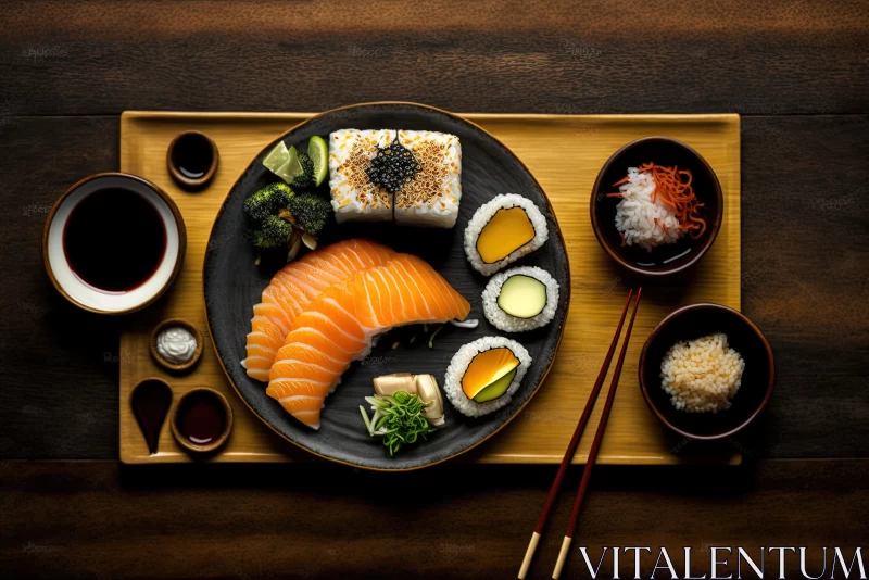 AI ART Captivating Sushi and Japanese Food: Moody Tonalism Aerial View