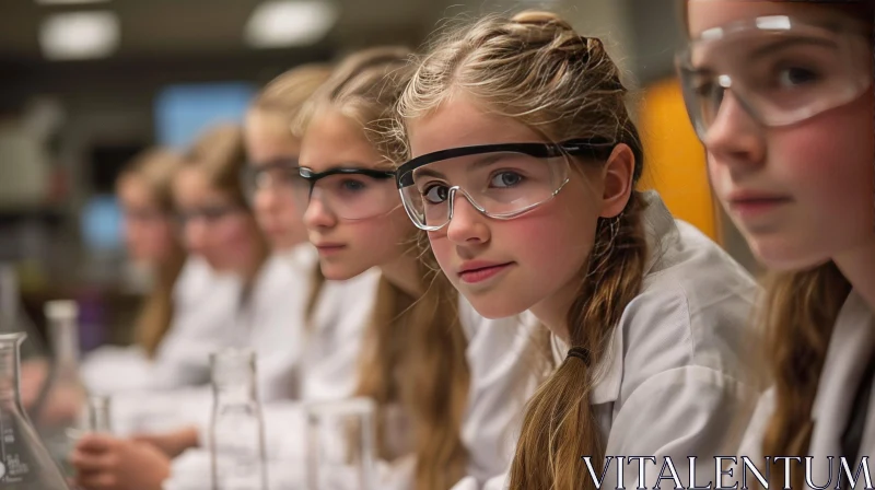 Charming Girls in a Science Lab - Captivating Photo AI Image