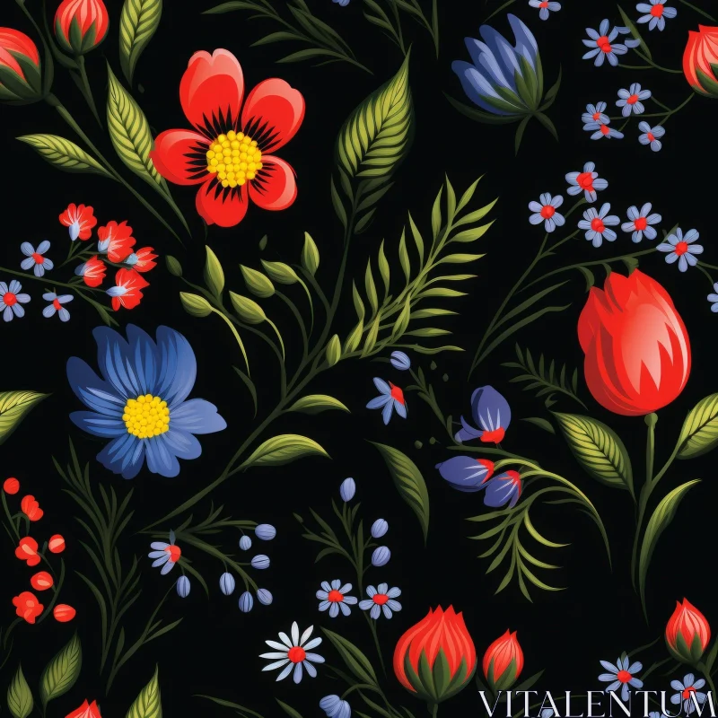 Dark Floral Seamless Pattern for Home Decor AI Image
