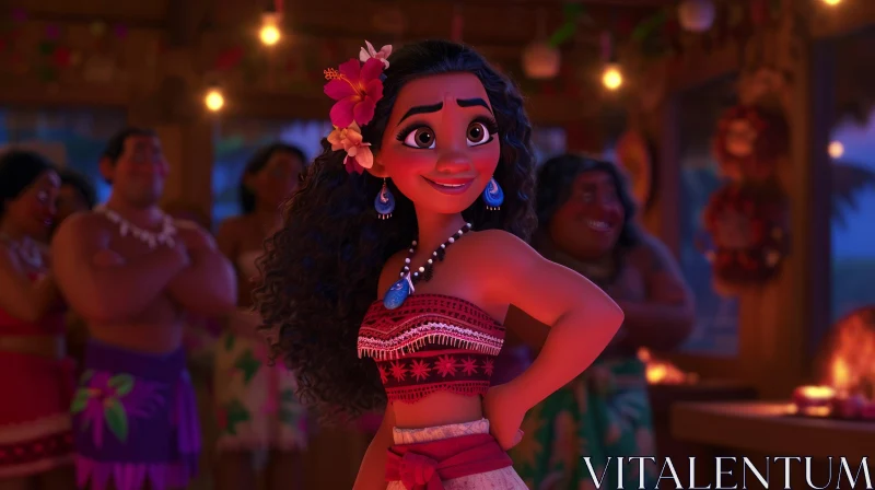 Moana: A Captivating Portrait of a Young Woman with Curly Hair AI Image