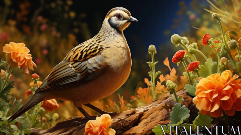 Realistic Bird Painting on Branch AI Image