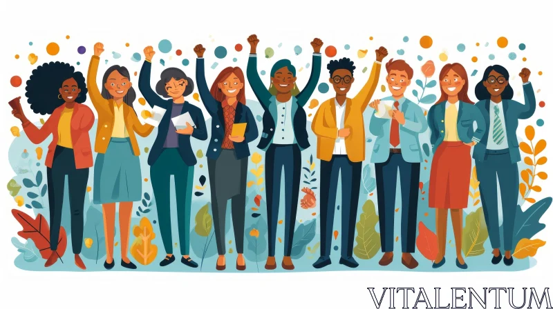 Victorious Group Illustration | Business Suits | Celebration AI Image