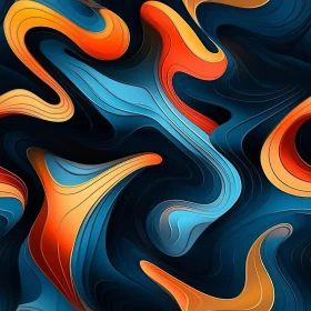 Blue Abstract Painting with Bright Shapes