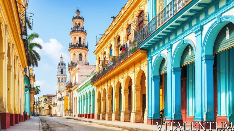 Charming and Colorful Street in Havana, Cuba AI Image
