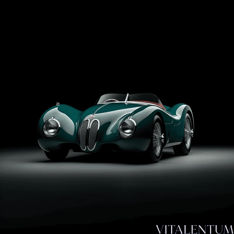 Classic Green Sports Car in Dark Teal and White | Metamorphosis Inspired Design AI Image