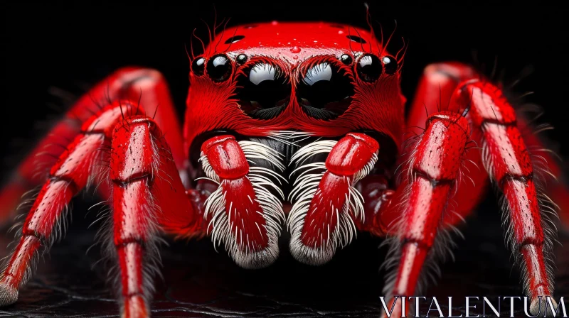 Detailed Red Spider Close-Up AI Image