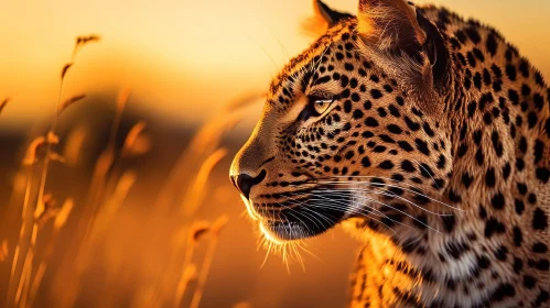 Leopard Close-Up Portrait on Golden Background