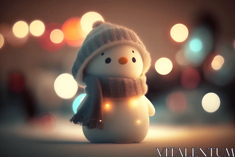 Snowman with Hood and Scarf - Delicate Christmas Art AI Image