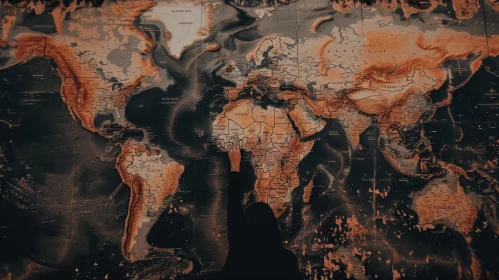 Vintage Wooden World Map with 3D Effect | Rustic Decor